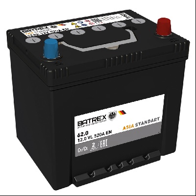 АКБ BATREX ASIA STANDART 62 Ah, 520 A, о/п D23L