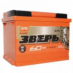 АККУМУЛЯТОРНАЯ БАТАРЕЯ 60 Ач ЗВЕРЬ EFB о/п (640А д*ш*в 24,2*17,5*19,0 см)