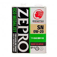 Масло моторное синт. IDEMITSU ZEPRO ECO MEDALIST SN/GF5 SAE 0W20 4л